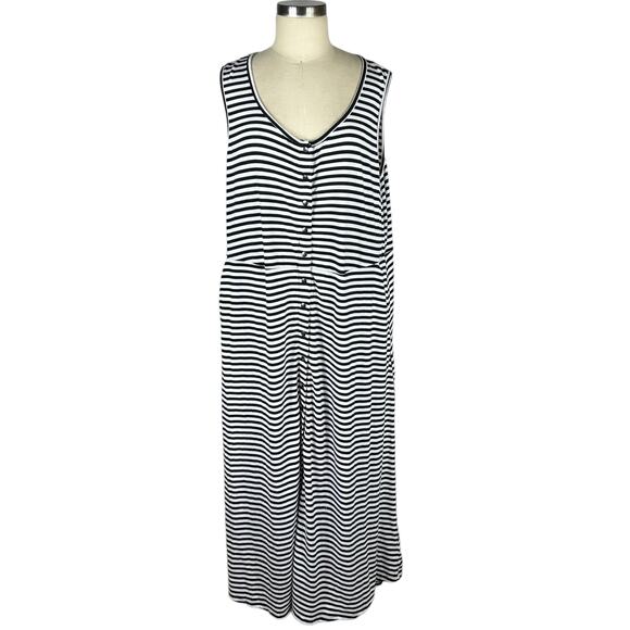 TORRID Striped Maxi Jersey Button Front Dress Women's Size 2X 18-20 NWT Pockets - Picture 1 of 9